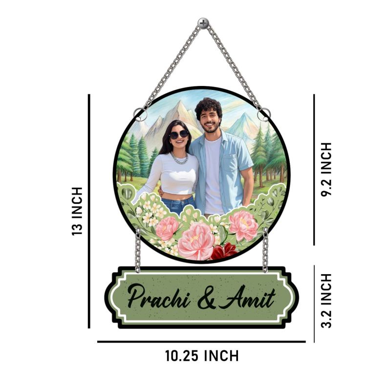 GIFTMEBAZAR Personalized Couple Photo Wall Hanging Custom With Photo & Name Gift For Birthday Valentines Day, Anniversary & Engagement Bedroom Wall Art Decor